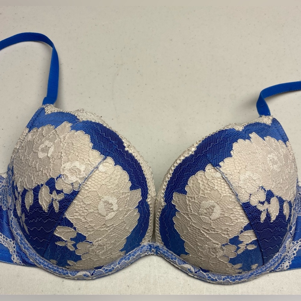 LS BLU/WHT Beyond Sexy Push-up Plunge, 32C *P1037